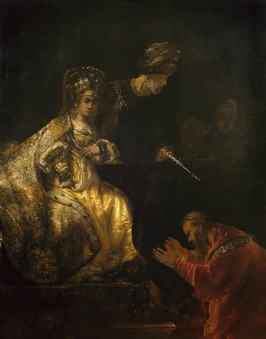 Aman supplica Esther di dargli la vita salva - Rembrandt
