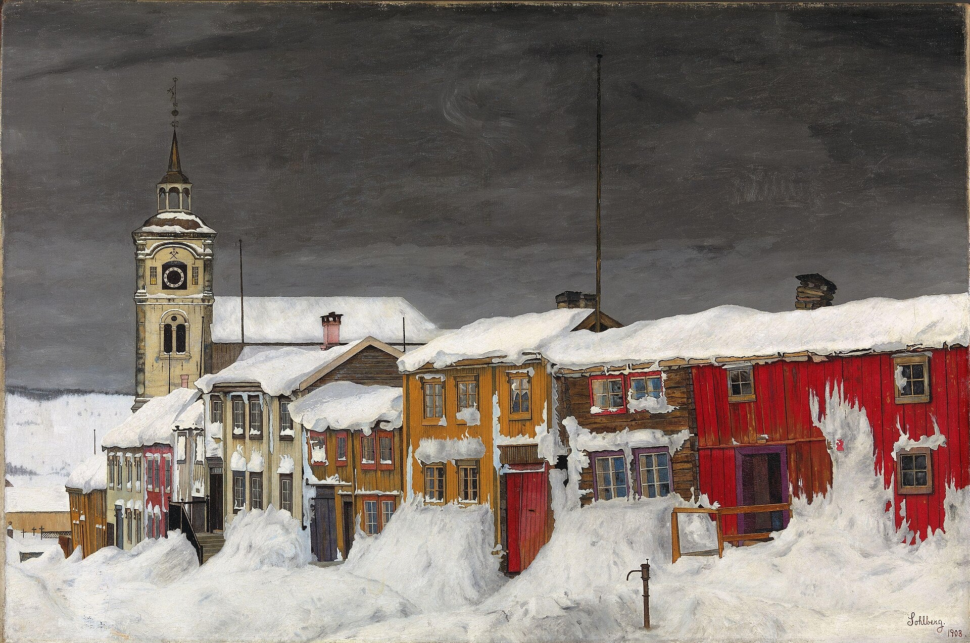 Rue à Røros en hiver - Harald Sohlberg
