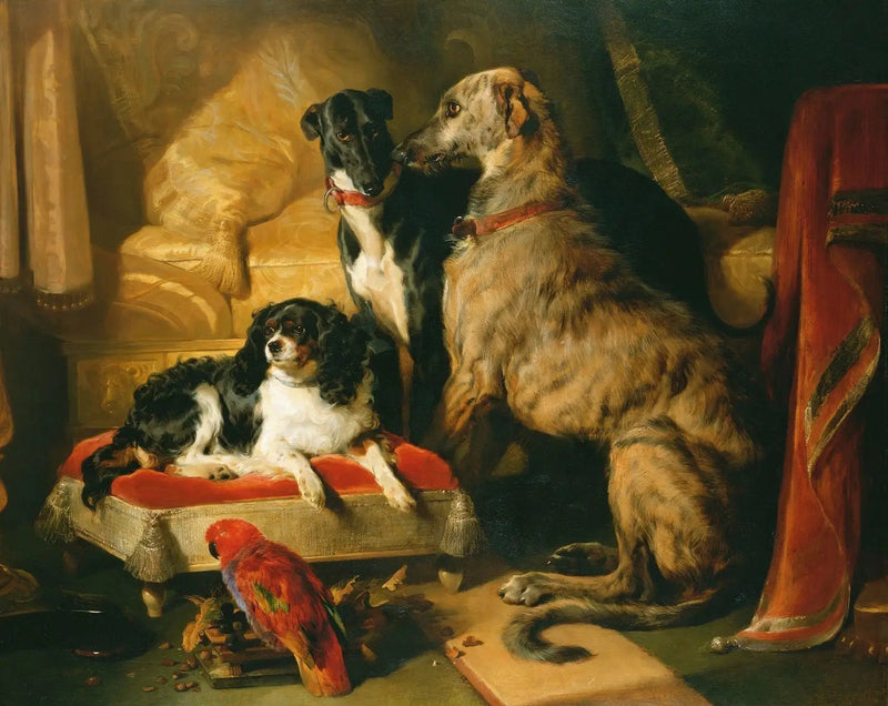 Hector, Nerone e Dash con il pappagallo, Lory - Edwin Henry Landseer