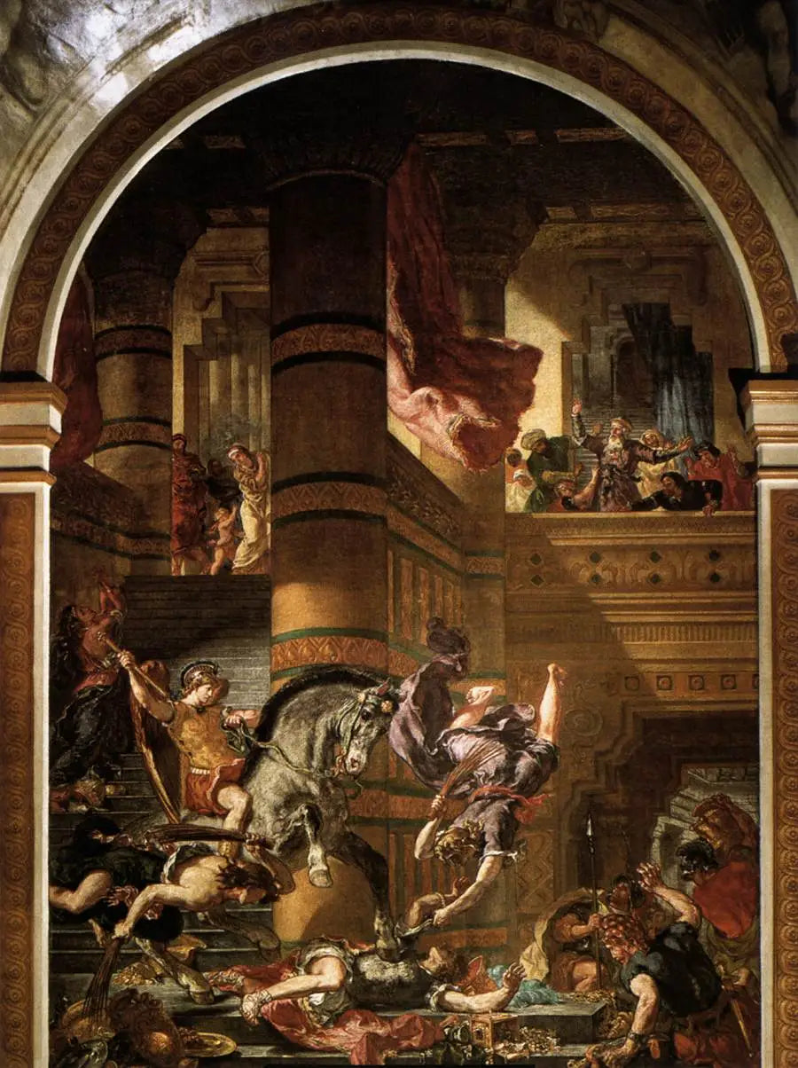 Reproduction du tableau « Héliodore chassé du temple - Eugène Delacroix » par Alpha Reproduction en peinture à l’huile