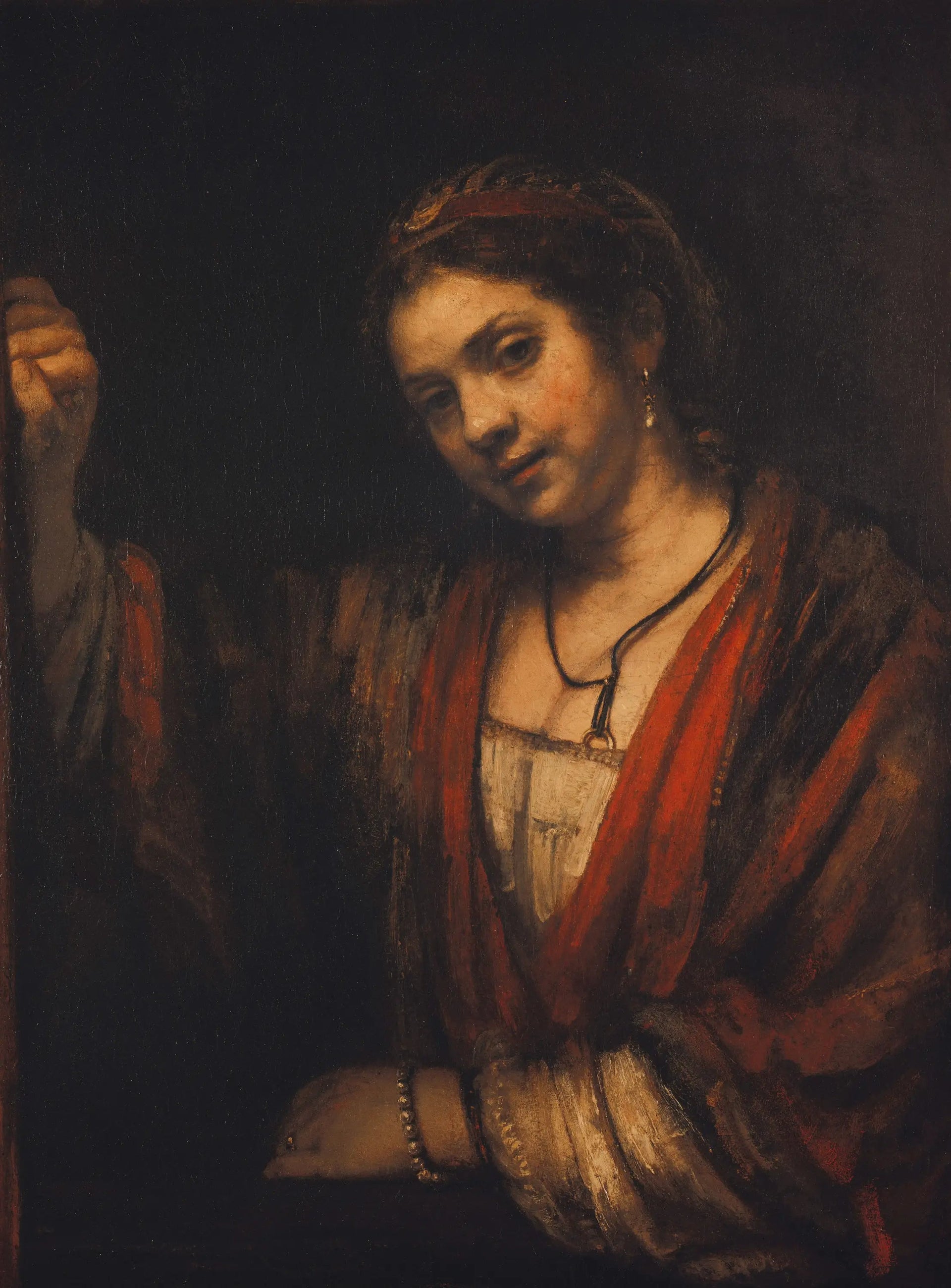 Hendrickje Stoffels dans une porte - Rembrandt image 1 copie peinte à la main à l’huile