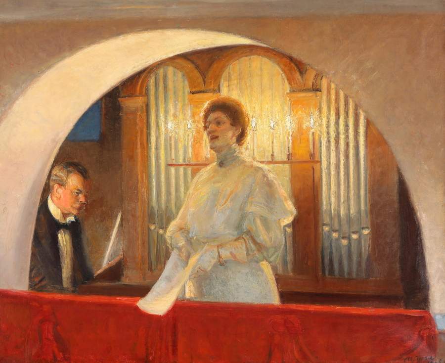 Henny Brodersen nella chiesa di Skagen. -Michael Peter Ancher