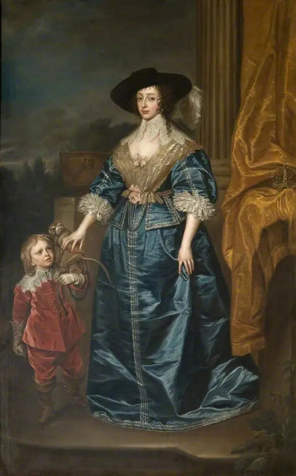 Henrietta Maria (1609–1669), avec le nain, Geoffrey Hudson - Antoine van Dyck image 1 copie de tableau peinte à la main