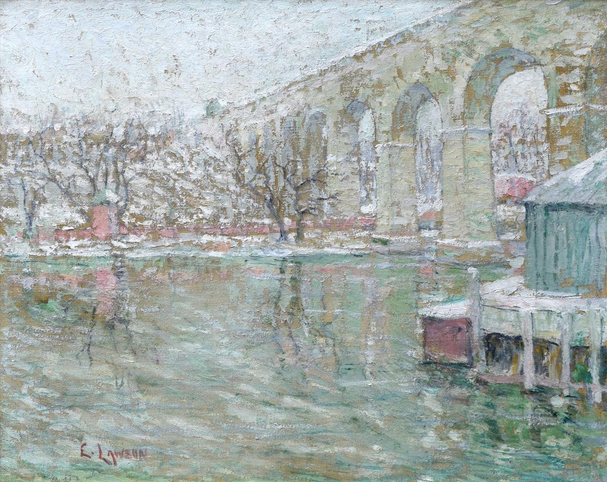 High Bridge - Hiver - Ernest Lawson image 1 copie peinte à la main à l’huile