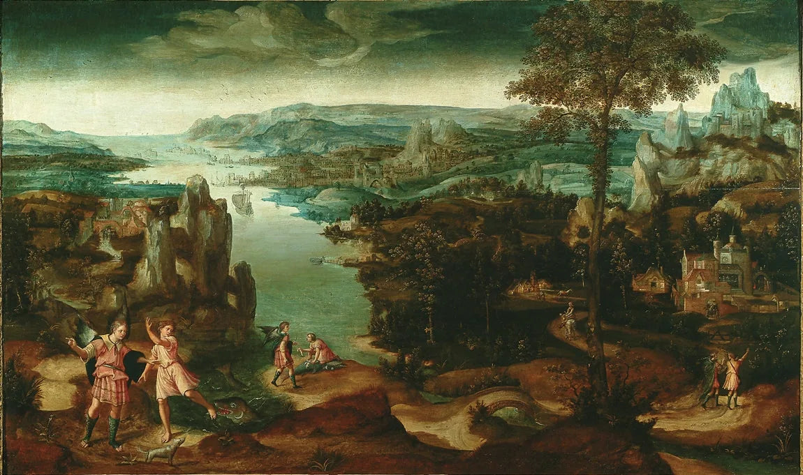 Histoire de Tobias et de l'ange tirée du Livre de Tobit - Joachim Patinier image 1 reproduction artisanale de tableau