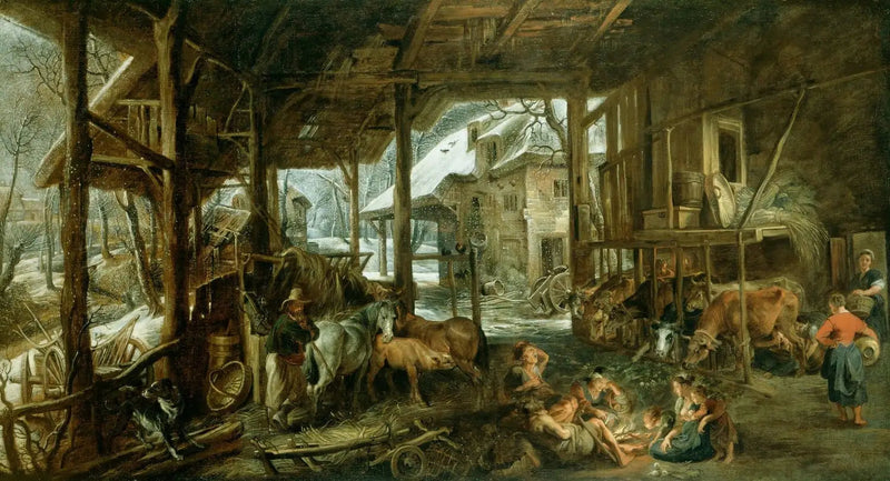 Inverno : L'interno di un granaio - Peter Paul Rubens