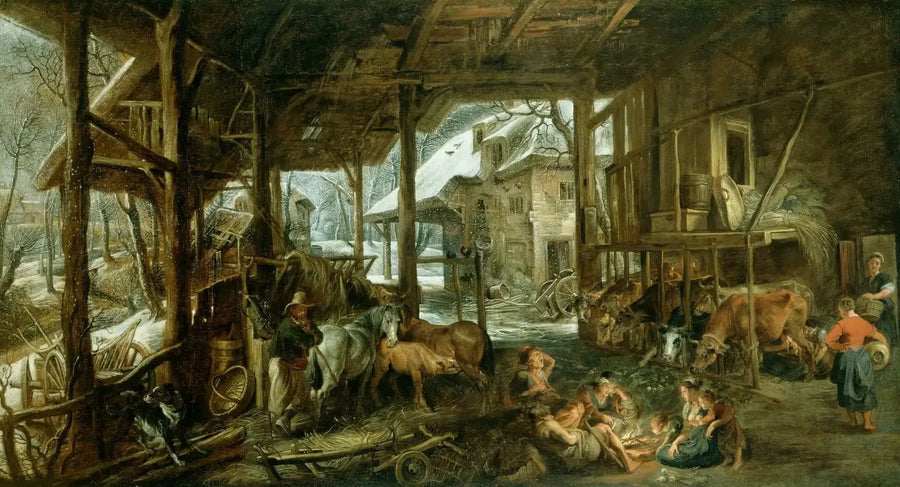 Inverno : L'interno di un granaio - Peter Paul Rubens
