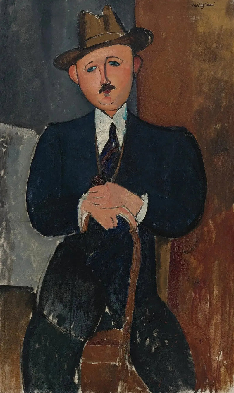 Uomo seduto (appoggiato a un bastone) - Amedeo Modigliani