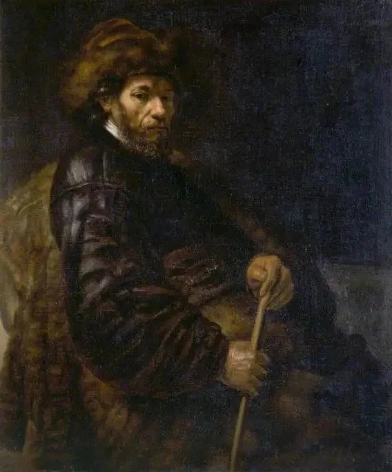 Un uomo seduto con un bastone - Rembrandt