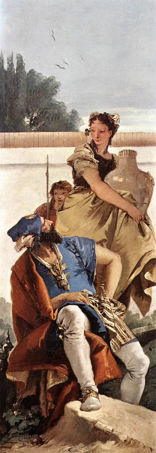 Uomo seduto, donna con un vaso e ragazzo - Giovanni Battista Tiepolo