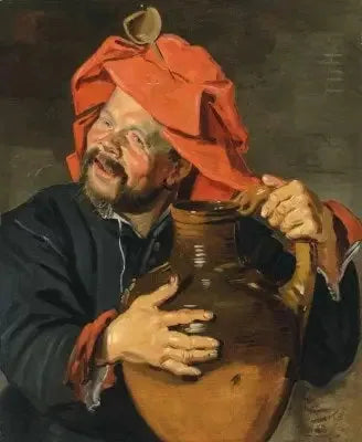 Uomo con una grande brocca in ceramica o un fratello - Frans Hals