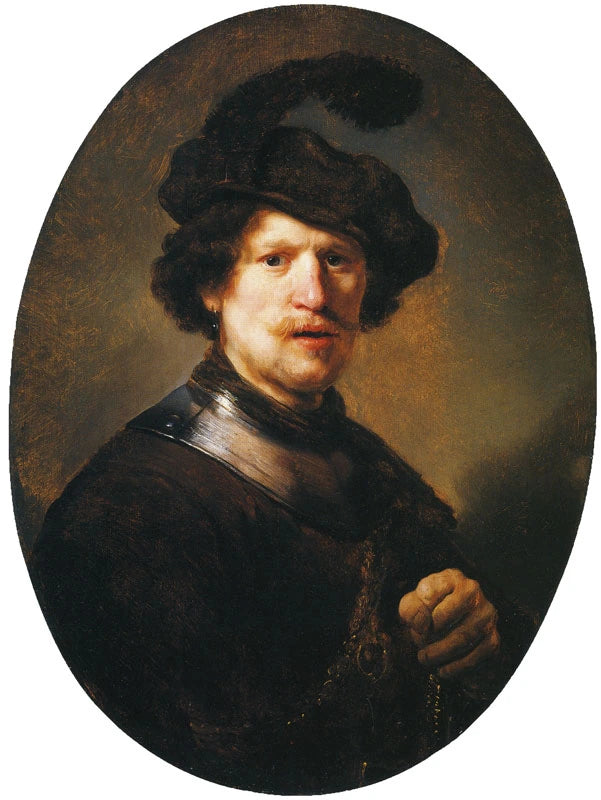 Uomo con berretto di piume e gorgerin - Rembrandt