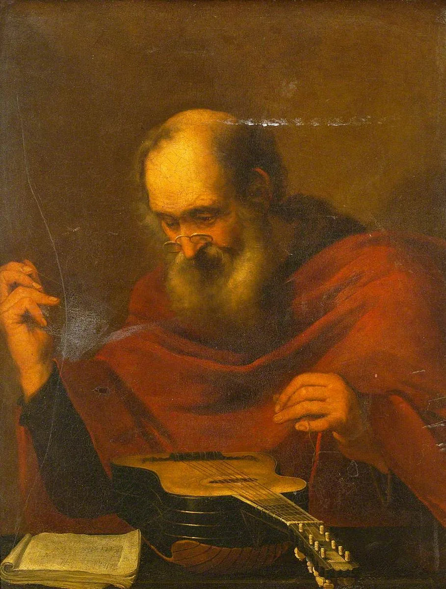 Uomo che cambia le corde di una chitarra - Jusepe de Ribera