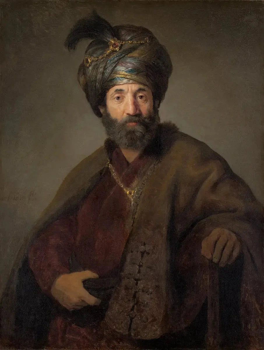 Homme en costume oriental — Rembrandt et atelier, probablement Govaert Flinck, vers 1635, National Gallery of Art