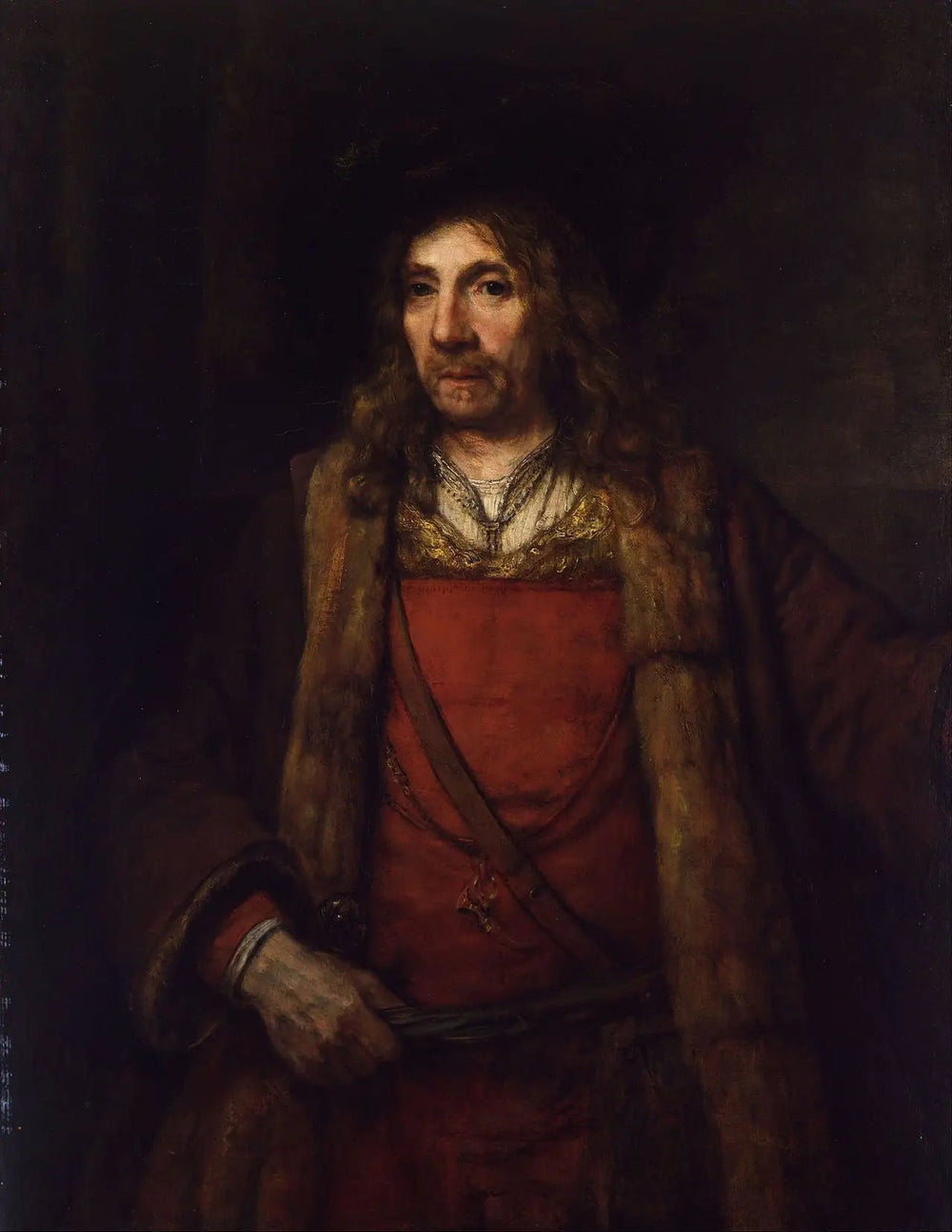 Homme dans un manteau doublé de fourrure - Rembrandt image 1 reproduction artisanale de tableau