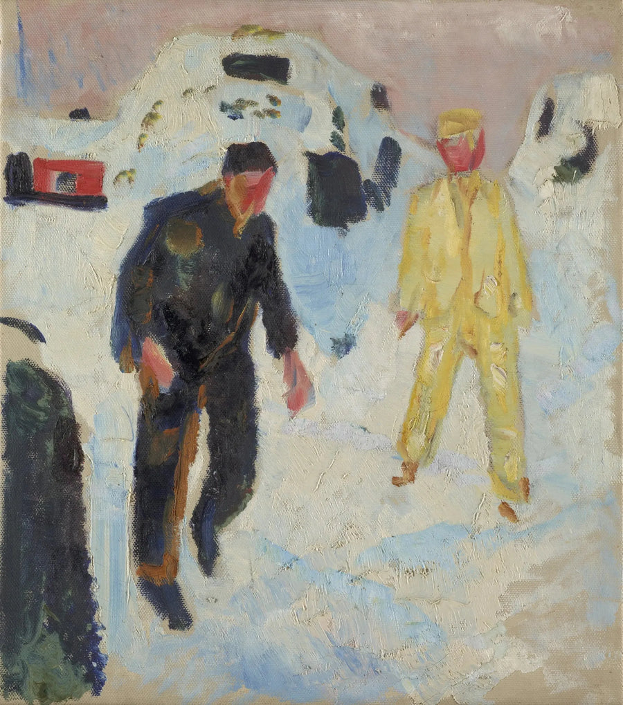 Uomo in nero e giallo nella neve - Edvard Munch