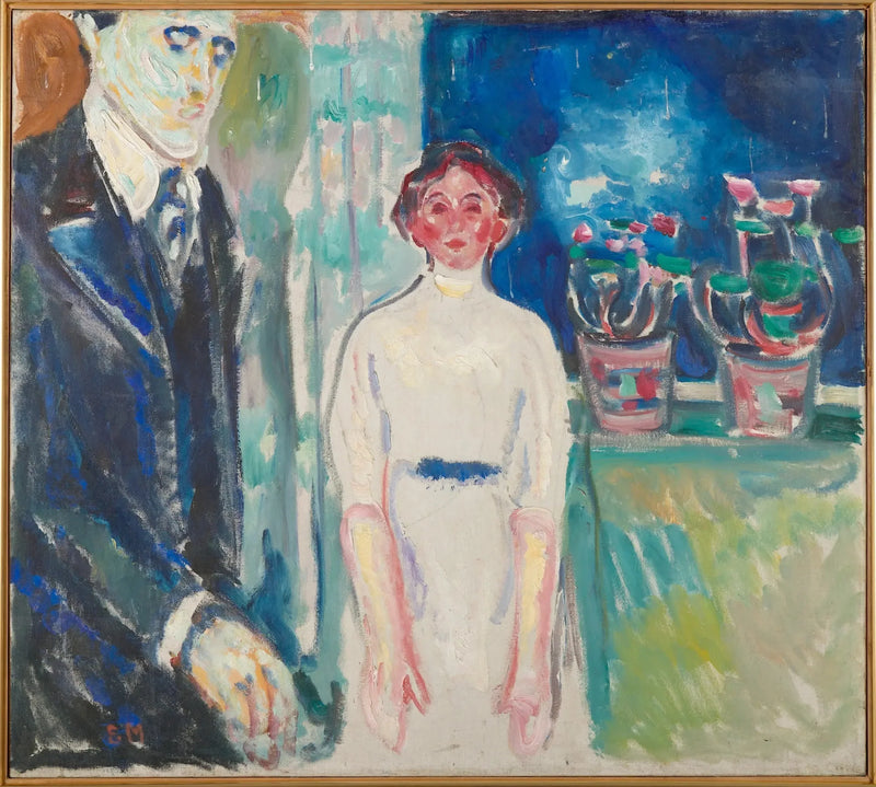 Uomo e Donna vicino alla finestra con piante in vaso - Edvard Munch