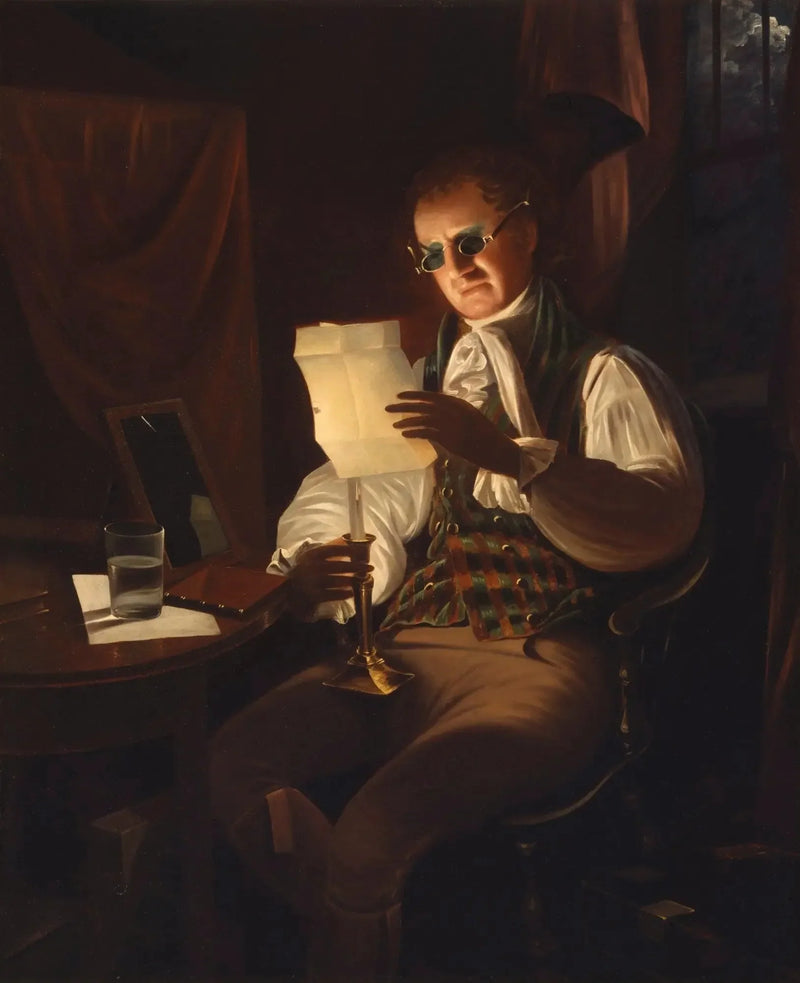 Uomo che legge alla luce delle candele - Rembrandt Peale