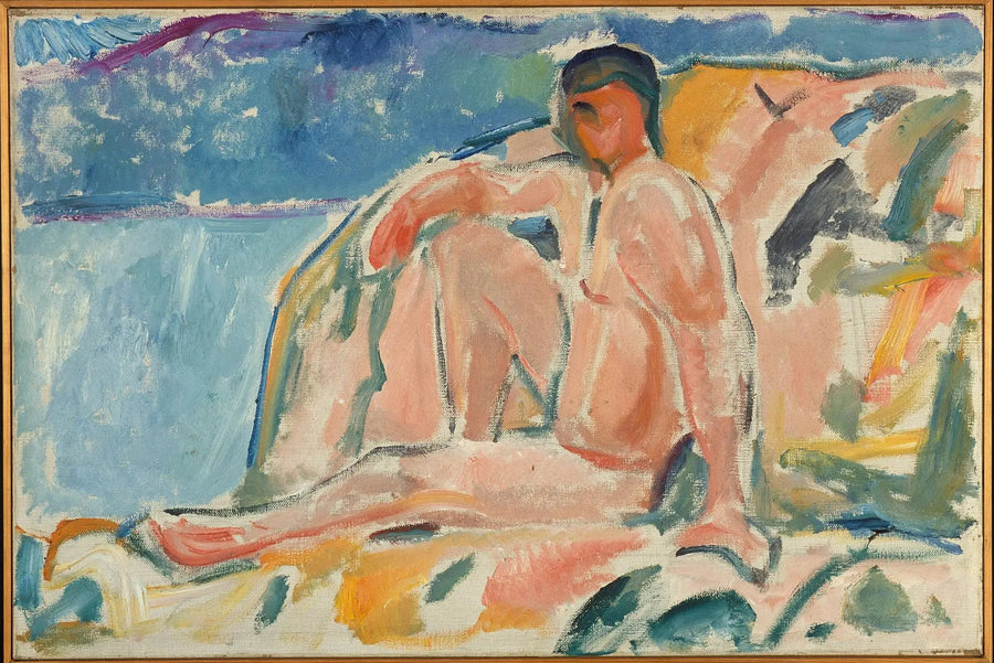 Uomo nudo su una roccia - Edvard Munch