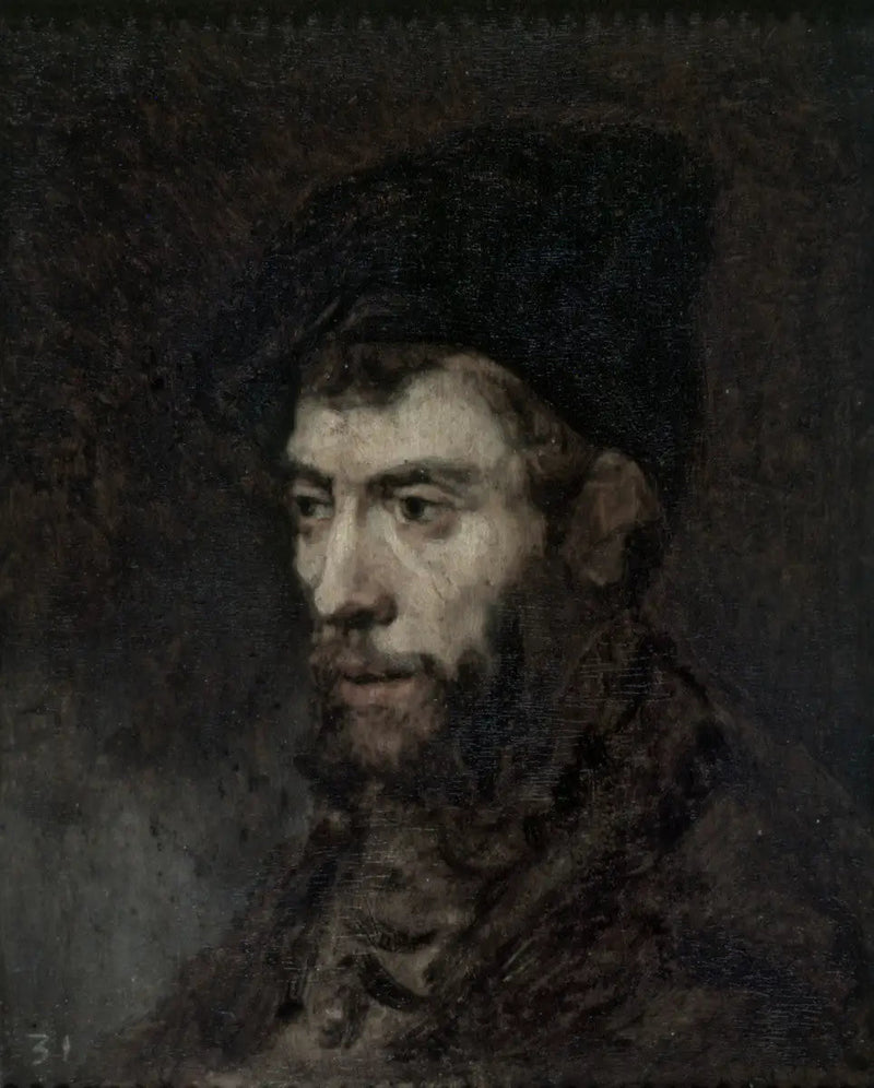 Uomo con berretto che guarda a sinistra - Rembrandt