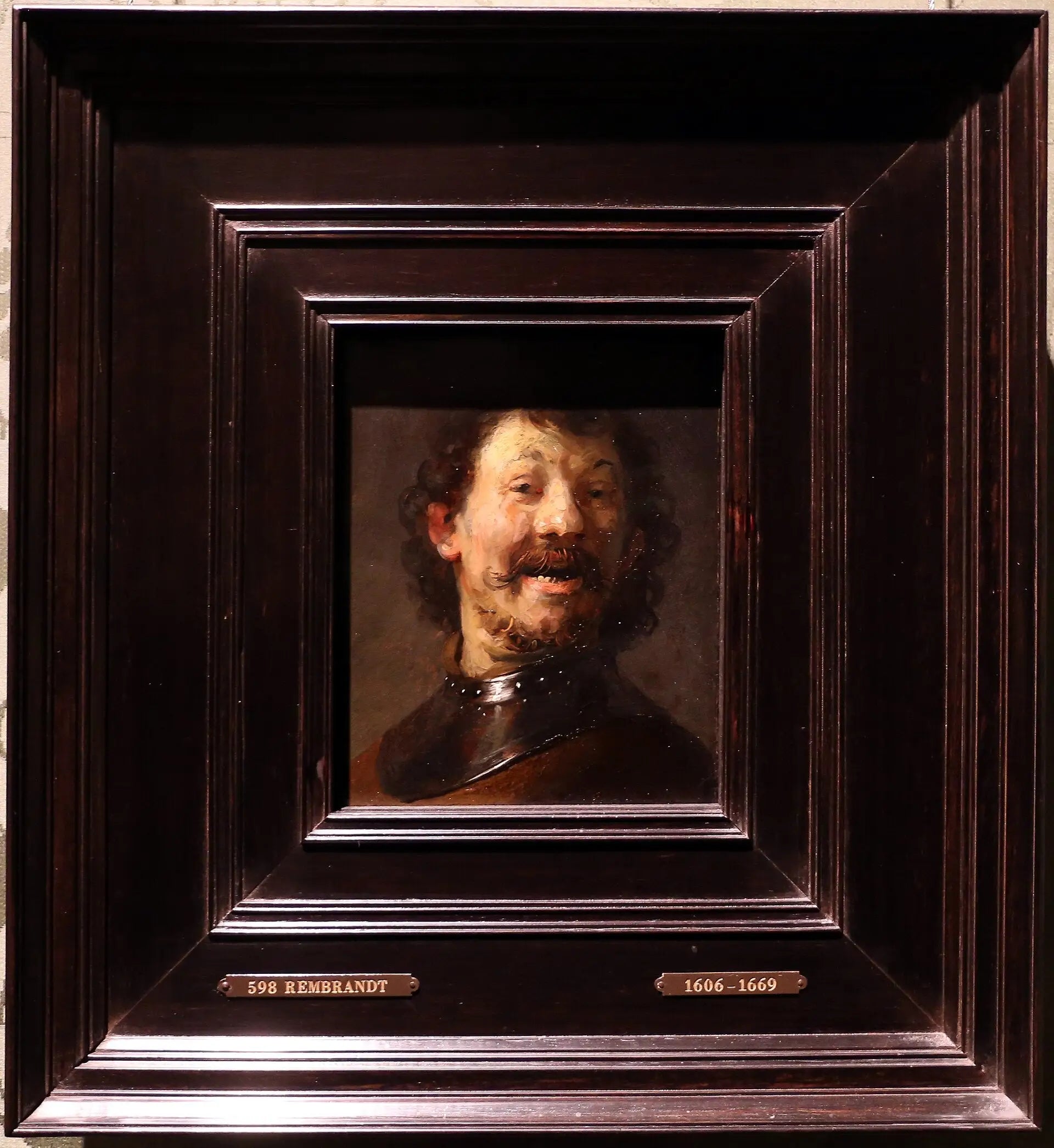 Homme riant - Rembrandt image 2 copie peinte à la main à l’huile