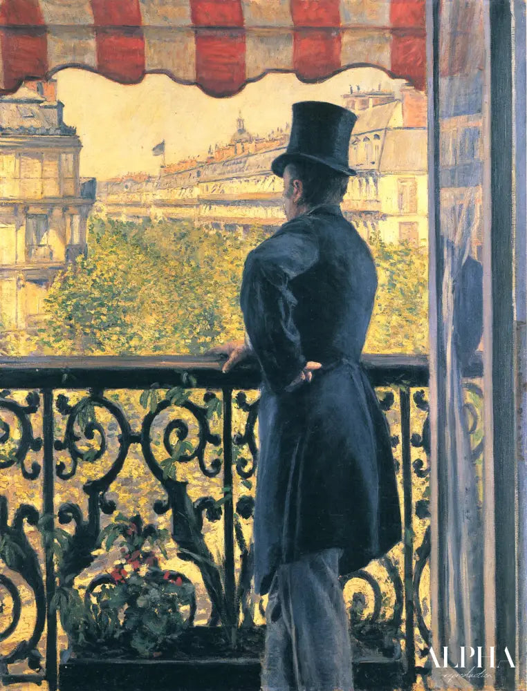 Homme sur un balcon boulevard haussmann - Caillebotte - Reproductions de tableaux et peintures haut de gamme