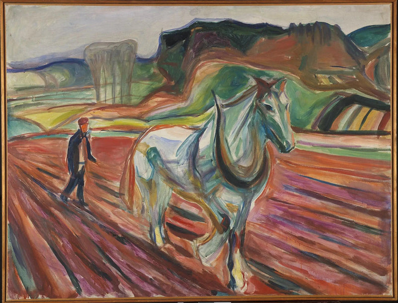 Uomo che lavora con un cavallo bianco - Edvard Munch