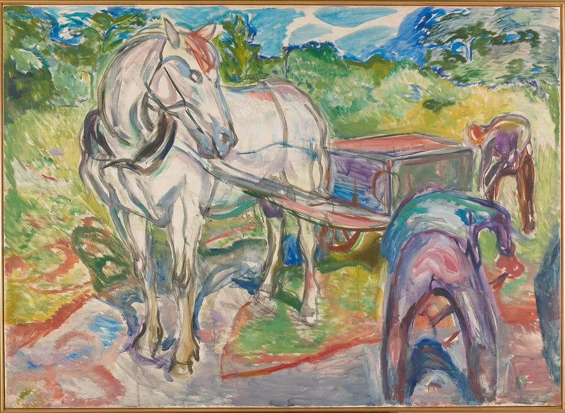 Uomini che scavano con cavallo e carro - Edvard Munch