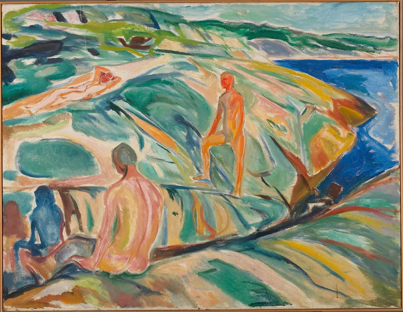 Uomini che si bagnano sugli scogli - Edvard Munch