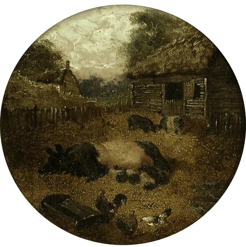 Otto scene di fattoria circolari (1. Maiali ; 2. Cavalla e puledro ; 3. Mucche ; 4. Pecore ; 5. Polli ; 6. Anatre ; 7. Conigli ; 8. Asino) - John Frederick Herring, Sr.
