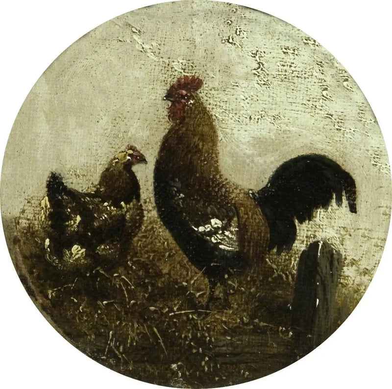 Otto scene di fattoria circolari: gallo e gallina - John Frederick Herring, Sr.