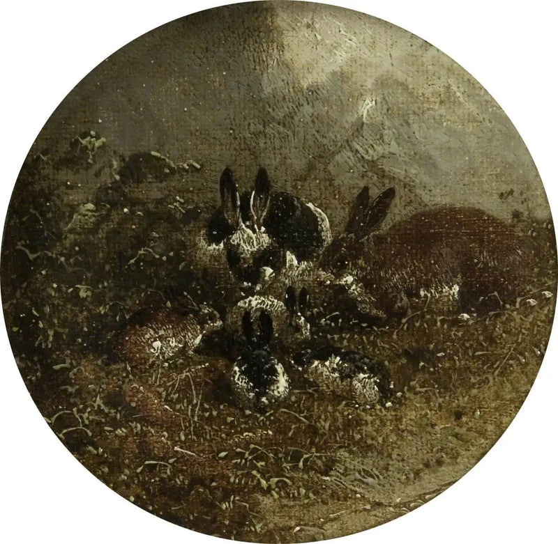 Otto scene di fattoria circolari: conigli - John Frederick Herring, Sr.