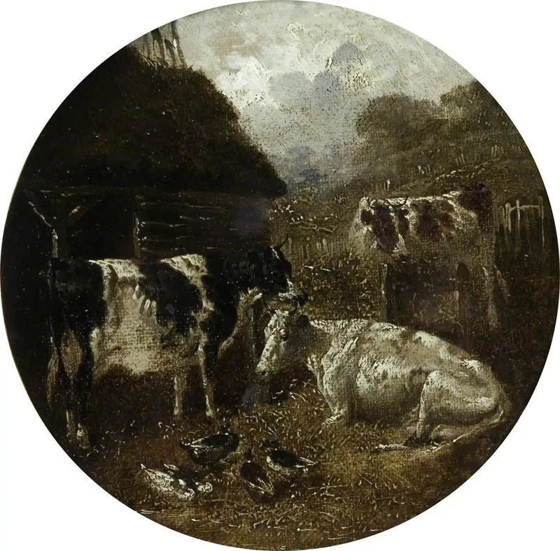 Otto scene di fattoria circolari: mucche - John Frederick Herring, Sr.