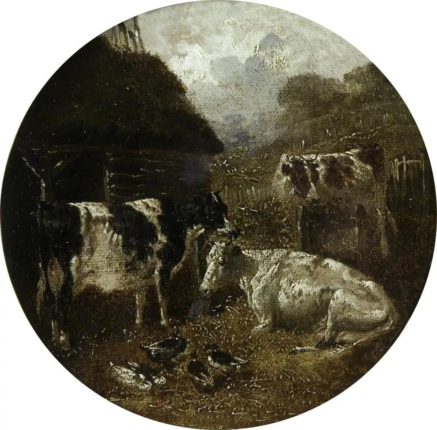 Otto scene di fattoria circolari: mucche - John Frederick Herring, Sr.
