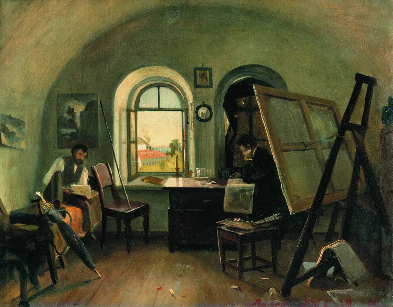I. I. Shishkin e A. V. Gine dans le studio sur l'île de Valaam - Ivan Chichkine