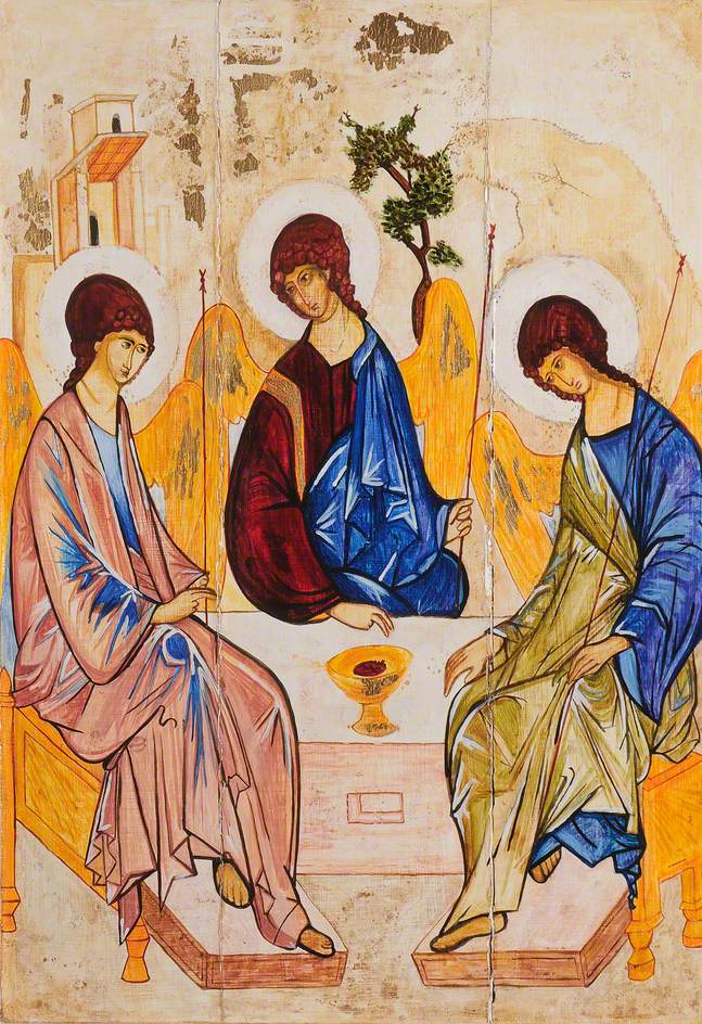 Icona raffigurante la Trinità dell'Antico Testamento (L'ospitalità di Abramo) - Andreï Roublev