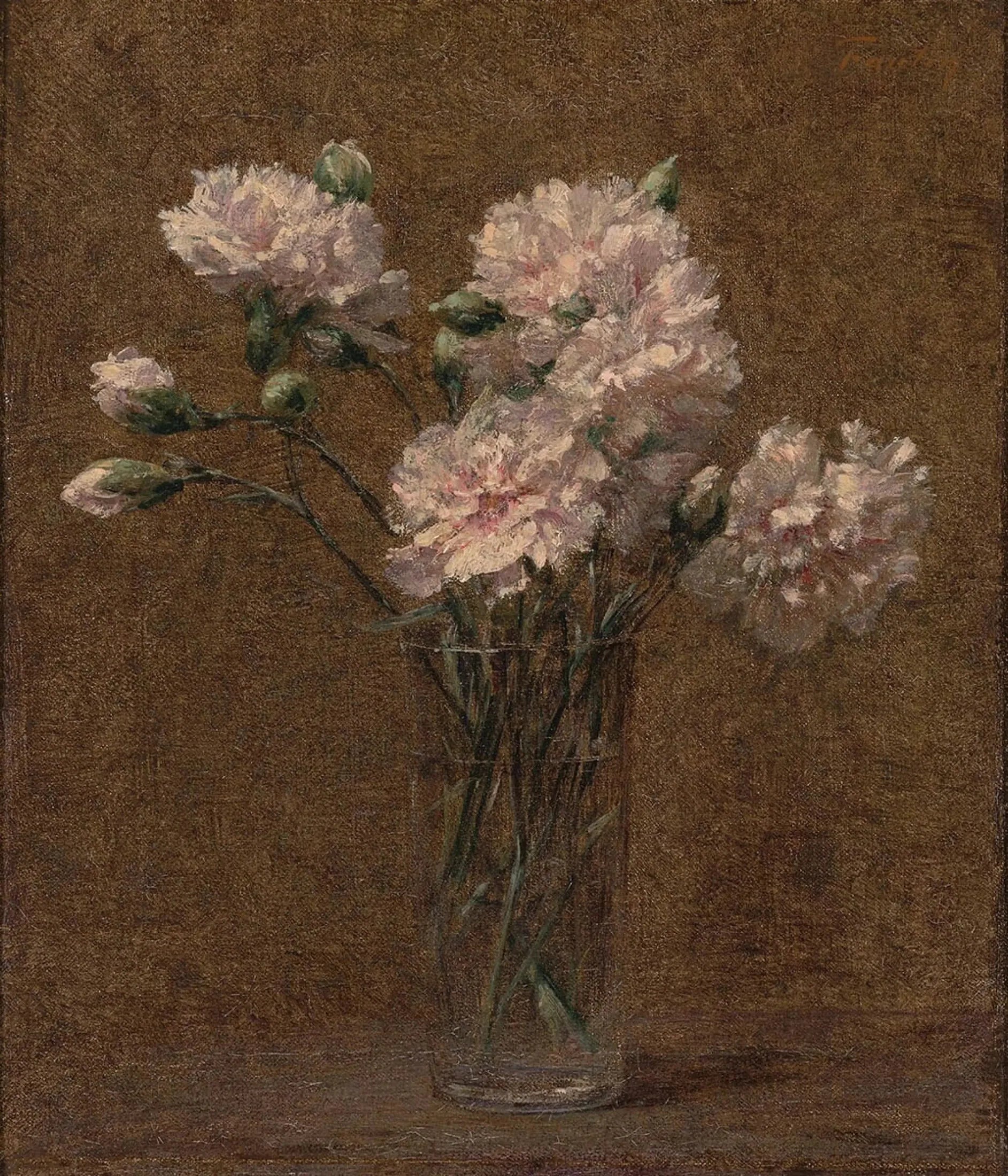 Œillets blancs dans un verre - Henri Fantin-Latour image 1 tableau peint à l’huile sur toile
