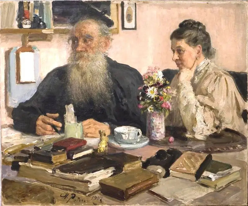 Портрет Л.Н. Толстого и С.А. Толстой - Ilya Repin image 1 reproduction de peinture à l’huile