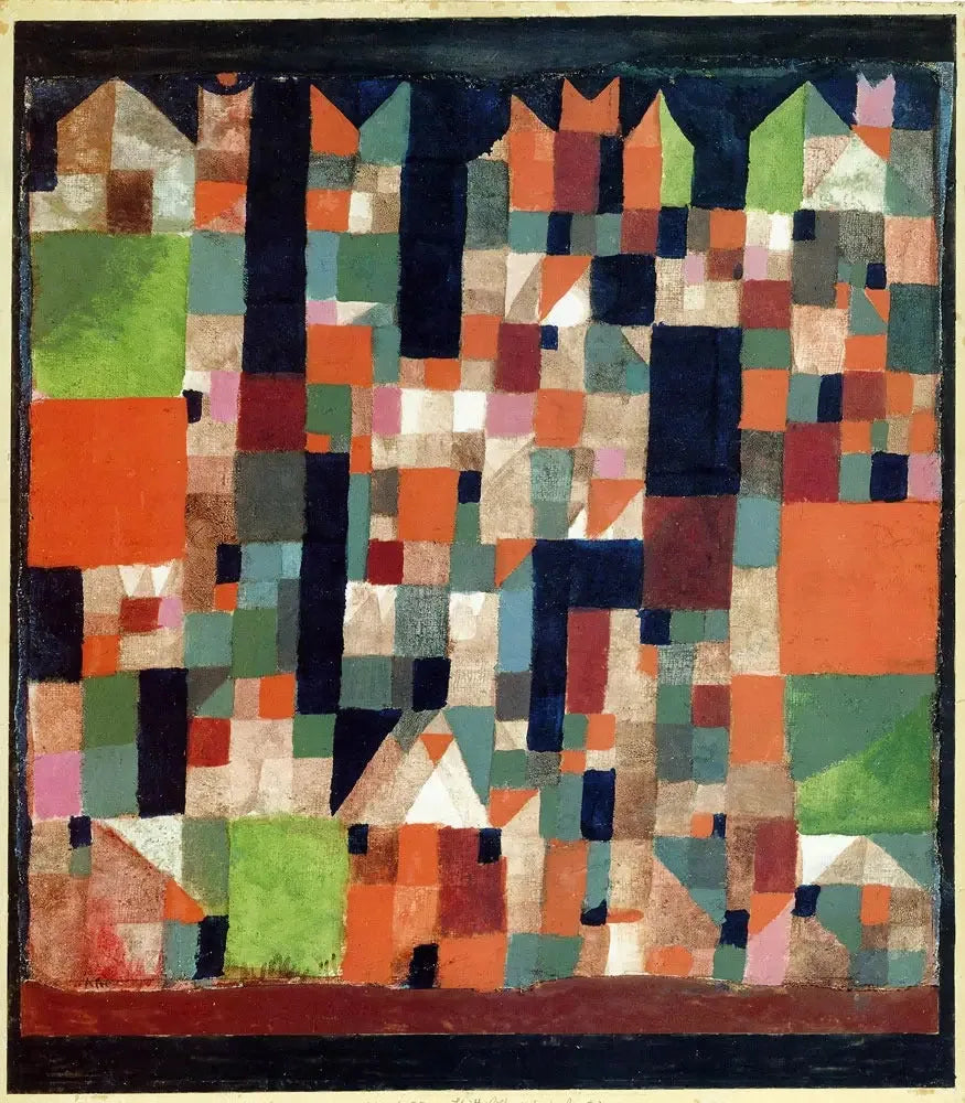 Image d'une ville (accents rouges/verts) - Paul Klee image 1 tableau peint à l’huile sur toile