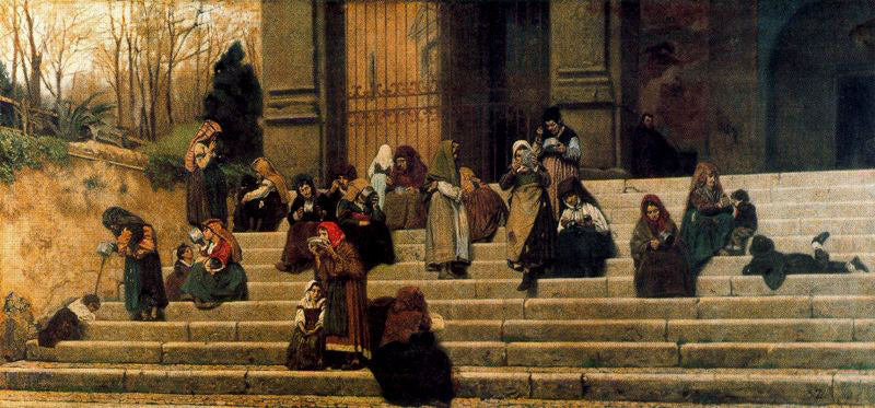 Impressioni di Roma (I poveri sulle scale del convento dell’Ara Caeli a Roma) - Federico Zandomeneghi