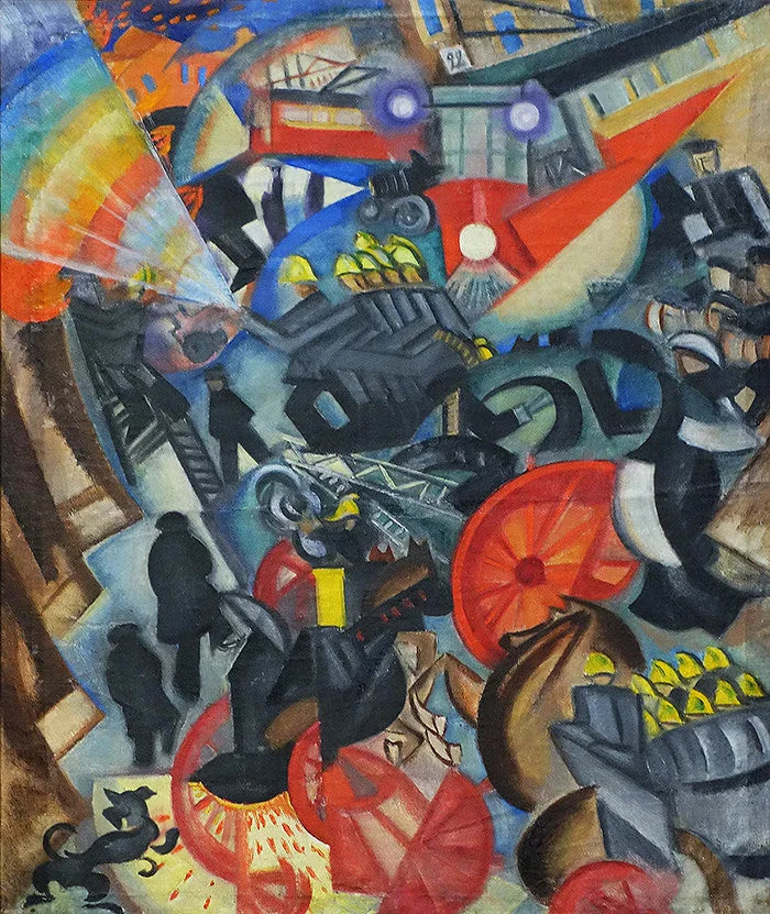 Incendie dans la ville - Olga Rozanova image 1 reproduction de peinture à l’huile
