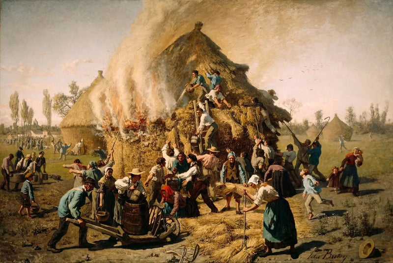 Incendio in un fascio di fieno - Jules Breton
