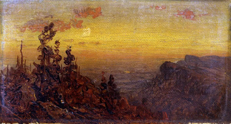 Indiani al falò - Lever de lune - Sanford Robinson Gifford
