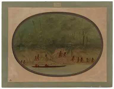 Indiens Lengua remontant les rapides du Rio Uruguay - George Catlin - Alpha Reproduction