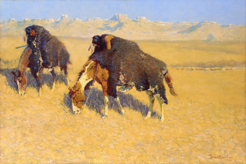 Indiani che simulano bisonti - Frederic Remington
