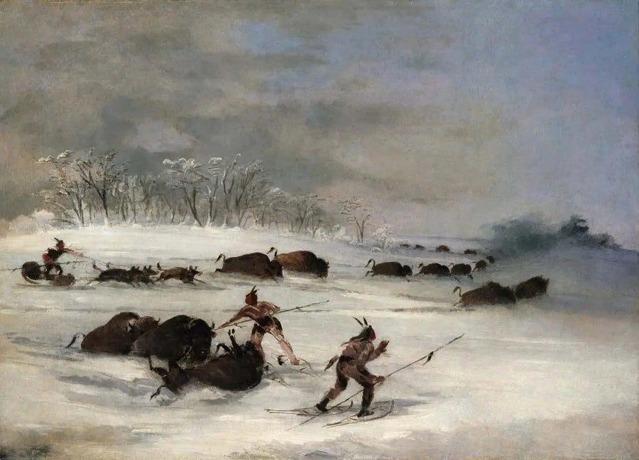 Indiani Sioux in racchette che lanciano bisonti - George Catlin