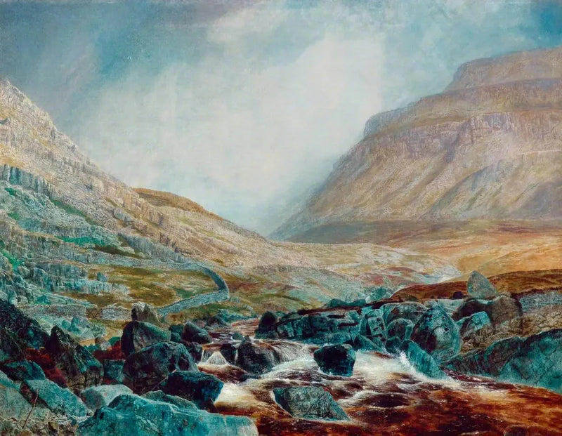 Ingleborough visto da sotto White Scar, strati di calcare dello Yorkshire - John Atkinson Grimshaw