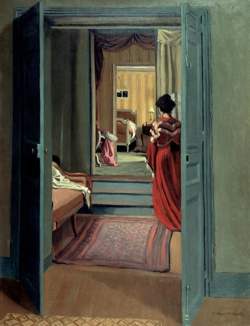Interno con donna in rosso di spalle - Félix Vallotton