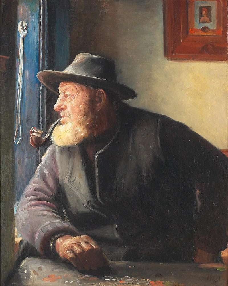 Interno con il pescatore Ole Svendsen alla finestra. - Michael Peter Ancher
