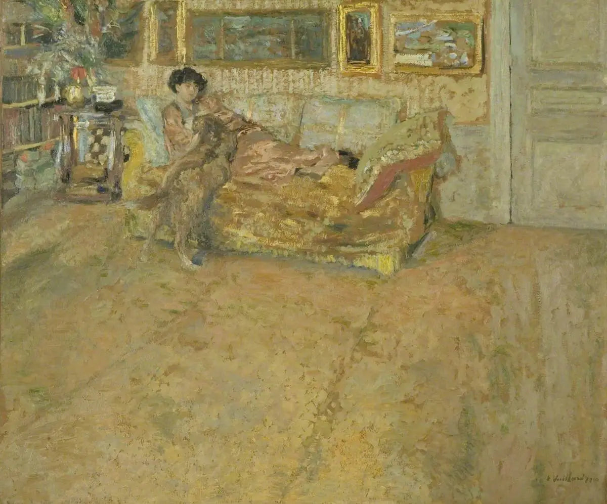 Intérieur avec Madame Hessel et son chien - Édouard Vuillard image 1 reproduction artisanale de tableau